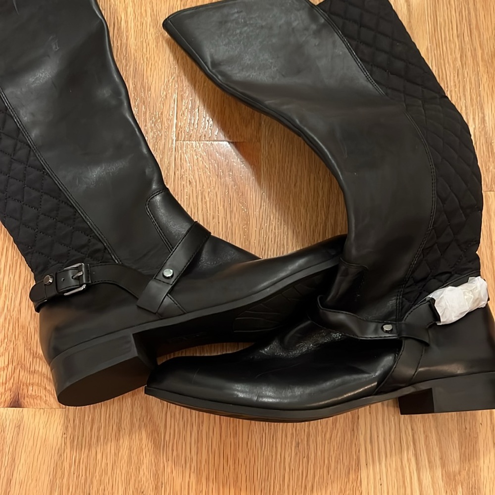 Anne Klein Black Quilted Riding Boots - Picture 4 of 10